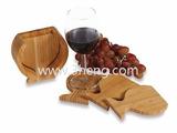 Bamboo Coasters Wine Glass Shaped Neutral Toned With Set of 4
