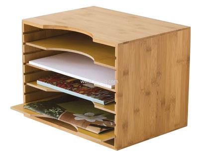 Bamboo File Organizer with 4 Dividers