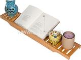 Eco-friendly Bamboo Bathtub Shower Caddy With Long Slatted Bathtub Tray