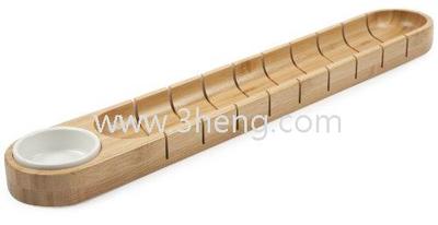 Natural Bamboo Bread Board with Dipping Bowl