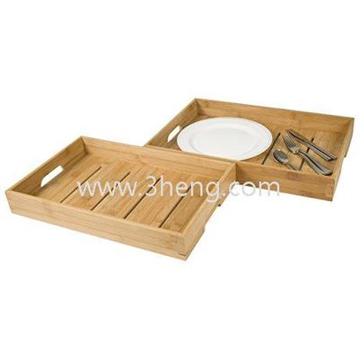 Large Bamboo TV Trays / Serving Platters (Set of 2)