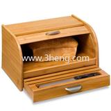 Eco-friendly Bamboo Rolltop Bread Box with Pull-Out Drawer