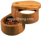 Totally Bamboo Round Jar Salt Box With Double Salt Box