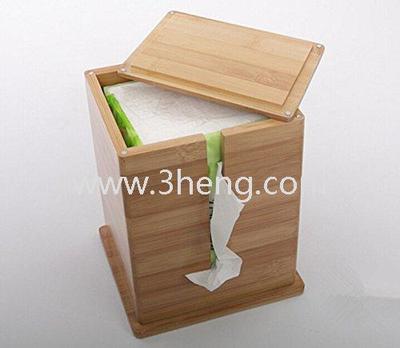 Bamboo tissue box tray with pumping large flip upright