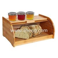 Exquisite Bamboo Sliding Lid Rolltop Bread Box With Storage Bin