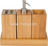 Bath set bath caddy bamboo bath accessories set with toothbrush rack and bamboo soap dispenser