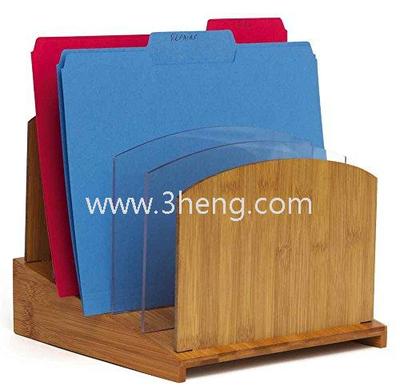 Bamboo File Folder Organizer with Acrylic Dividers