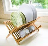 Bamboo Scissor Style Folding Dish Rack /Plate Drying Rack Drainer Storage Organizer