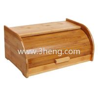 Exquisite Bamboo Sliding Lid Rolltop Bread Box / Storage Bin