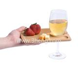 Bamboo Hors d' Oeuvres Plate With Insert A Stemmed Wine Glass Into The Built-in Holder